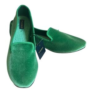 PIOMBO Emerald Green Velvet Smoking Slipper Loafers EU 41 US 10 Slip On Flats